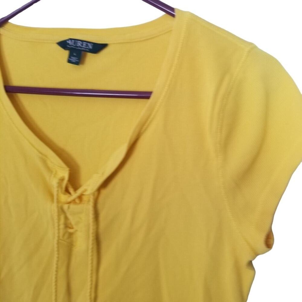 Lauren Ralph Lauren Womens L Ribbed Lace Up Shirt Size L Classic Preppy Cotton - Picture 4 of 7